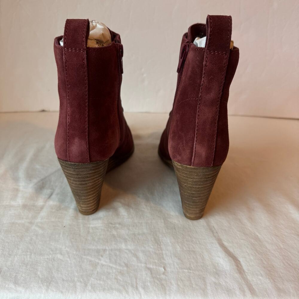 New Diba Blake Suede Leather Boot Bootie Women's 7‎ Burgundy Lace Up Side Zip - Picture 5 of 7